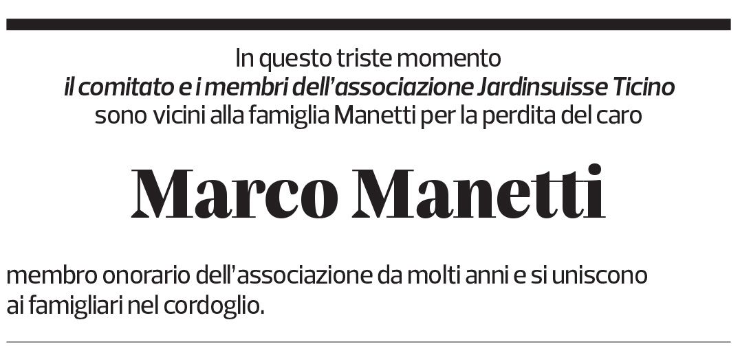 Annuncio funebre Marco Manetti