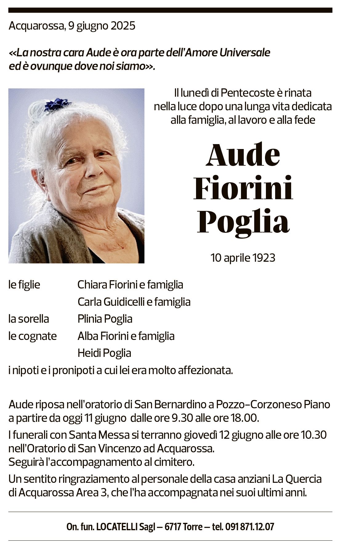 Annuncio funebre Aude Fiorini