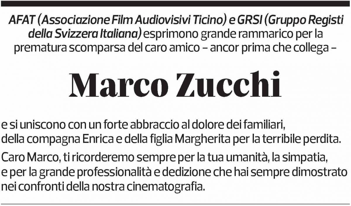 Annuncio funebre Marco Zucchi