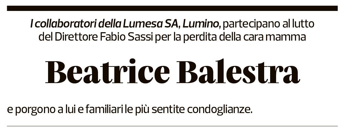 Annuncio funebre Beatrice Balestra