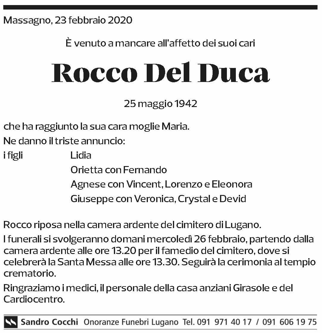 Annuncio funebre Rocco Del Duca