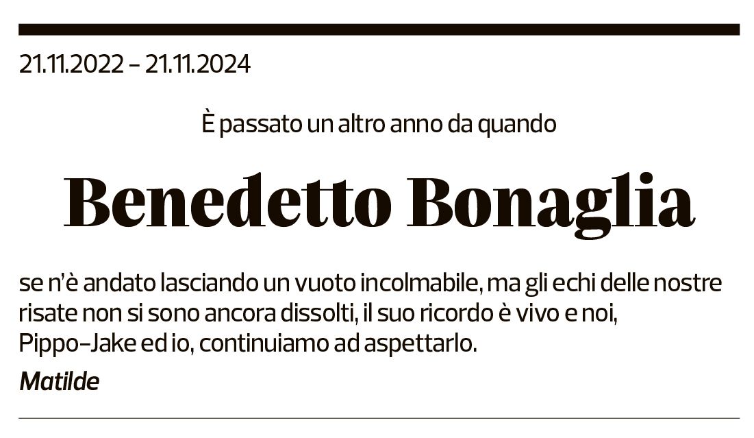 Annuncio funebre Benedetto Bonaglia