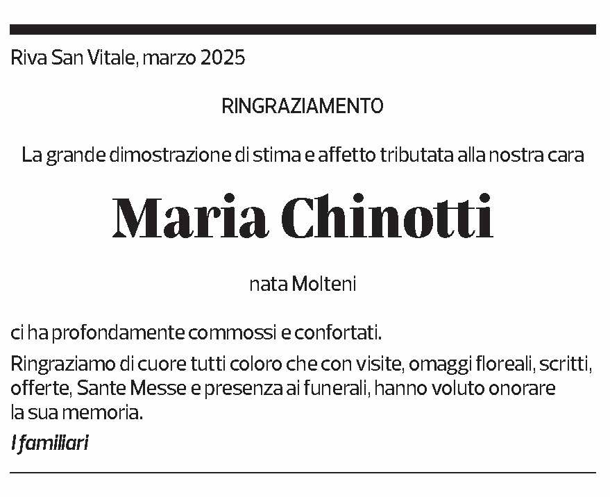 Annuncio funebre Maria Chinotti