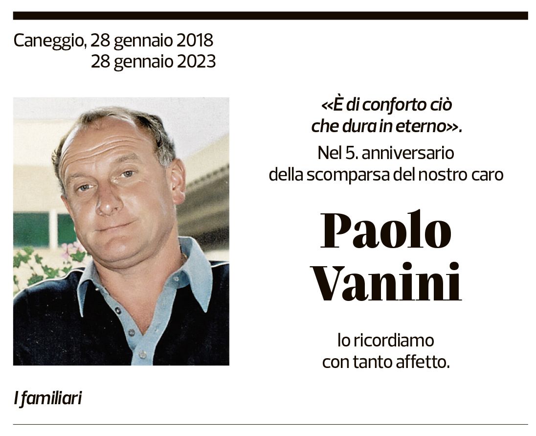 Annuncio funebre Paolo Vanini