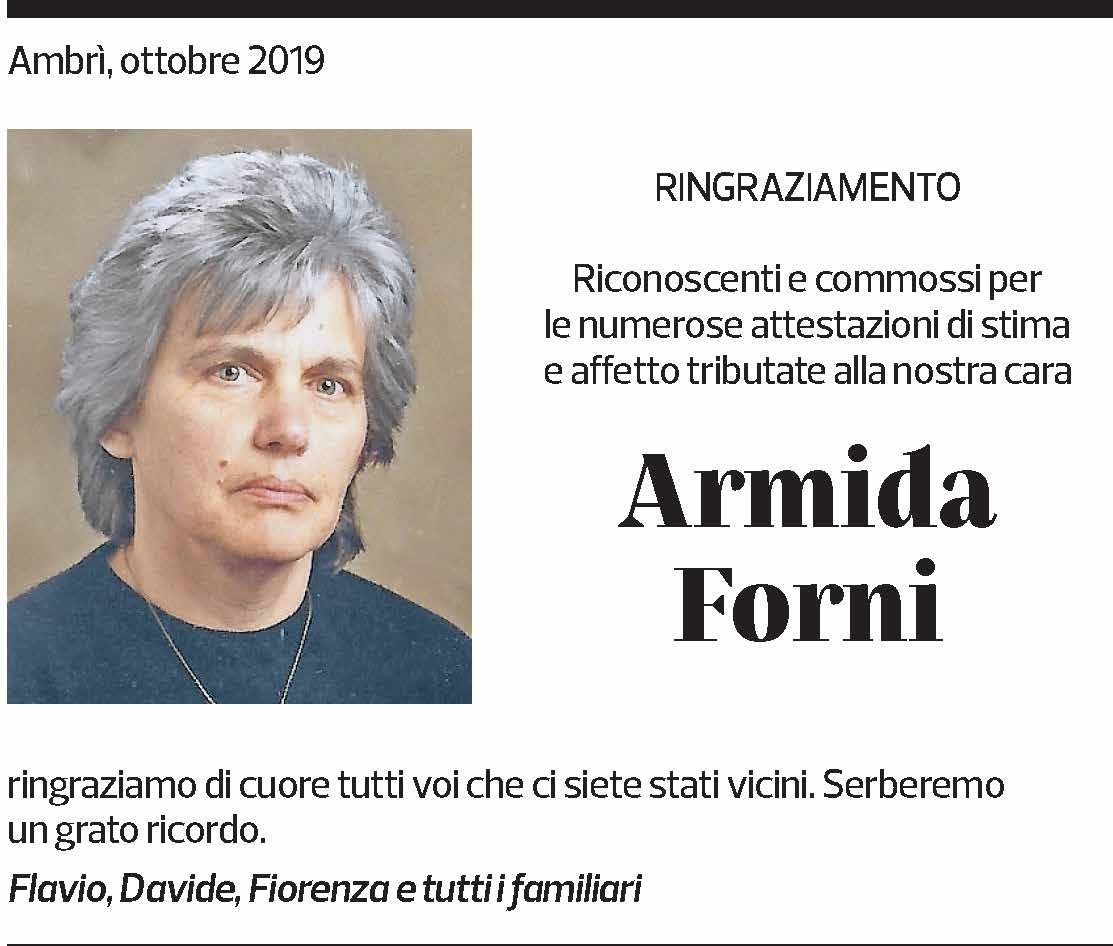 Annuncio funebre Armida Forni