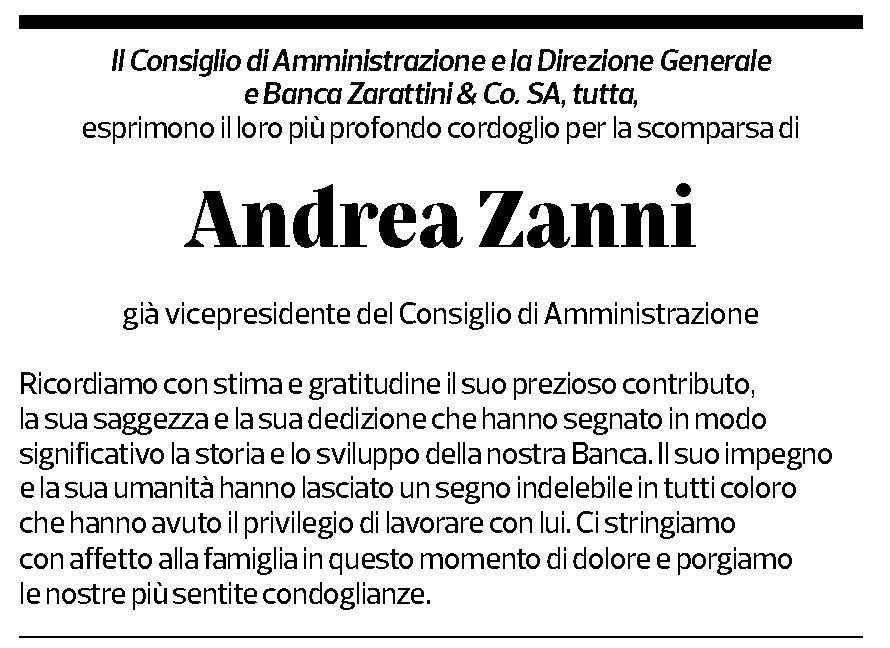 Annuncio funebre Andrea Zanni