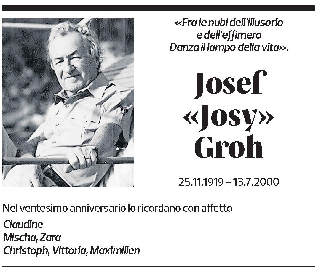 Annuncio funebre Josef Groh