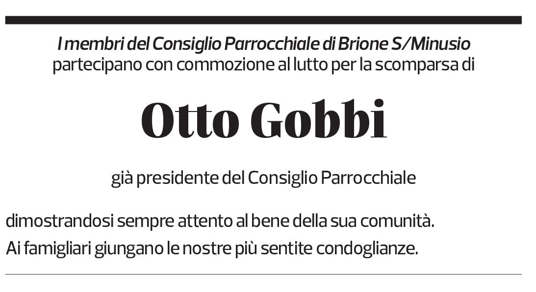 Annuncio funebre Otto Gobbi