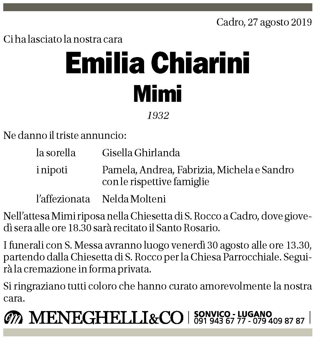 Annuncio funebre Emilia Chiarini