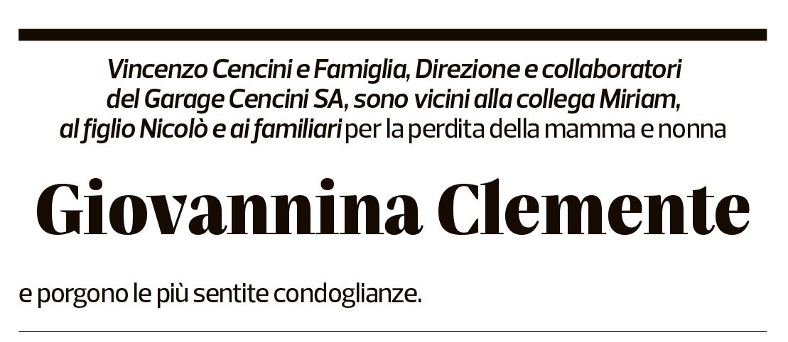 Annuncio funebre Giovannina Clemente