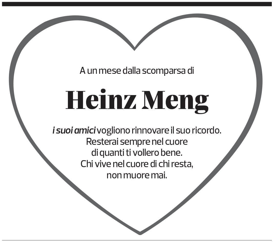 Annuncio funebre Heinz Meng