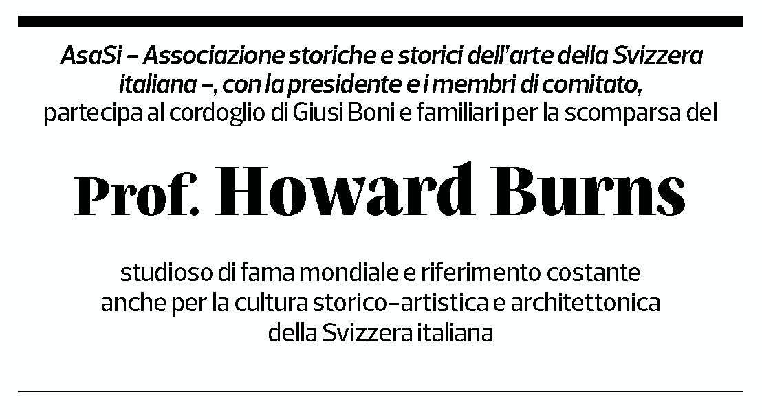 Annuncio funebre Howard Burns