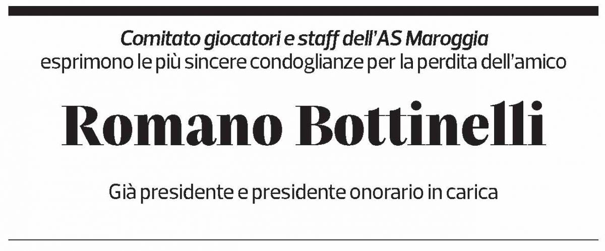Annuncio funebre Romano Bottinelli