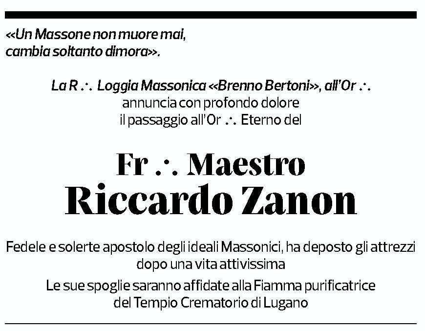 Annuncio funebre Riccardo Zanon