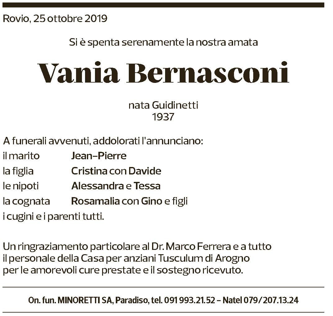 Annuncio funebre Vania Bernasconi