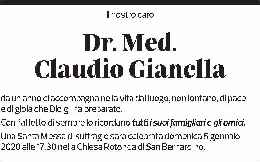 Annuncio funebre Claudio Gianella