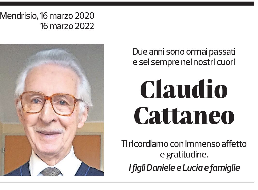 Annuncio funebre Claudio Cattaneo