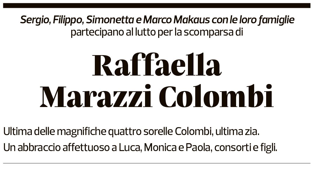 Annuncio funebre Raffaella Marazzi-colombi