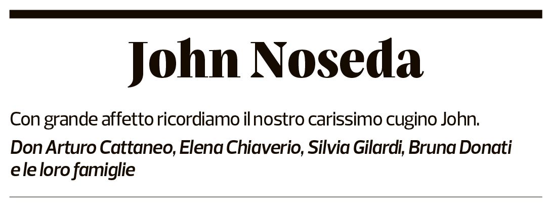 Annuncio funebre John Noseda