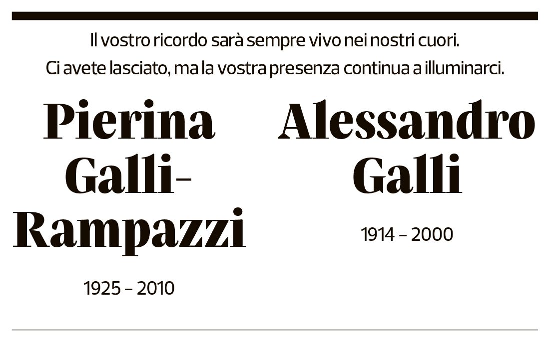 Annuncio funebre Pierina E Alessandro Galli