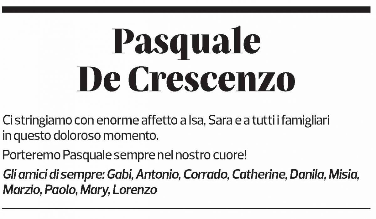 Annuncio funebre Pasquale De Crescenzo