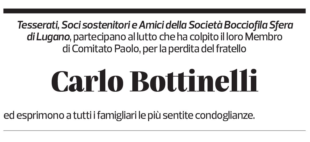 Annuncio funebre Carlo Bottinelli