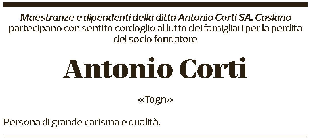 Annuncio funebre Antonio Corti