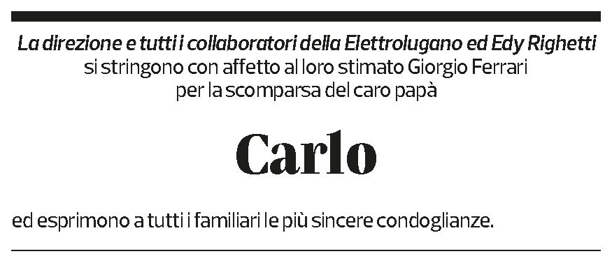 Annuncio funebre Carlo Ferrari