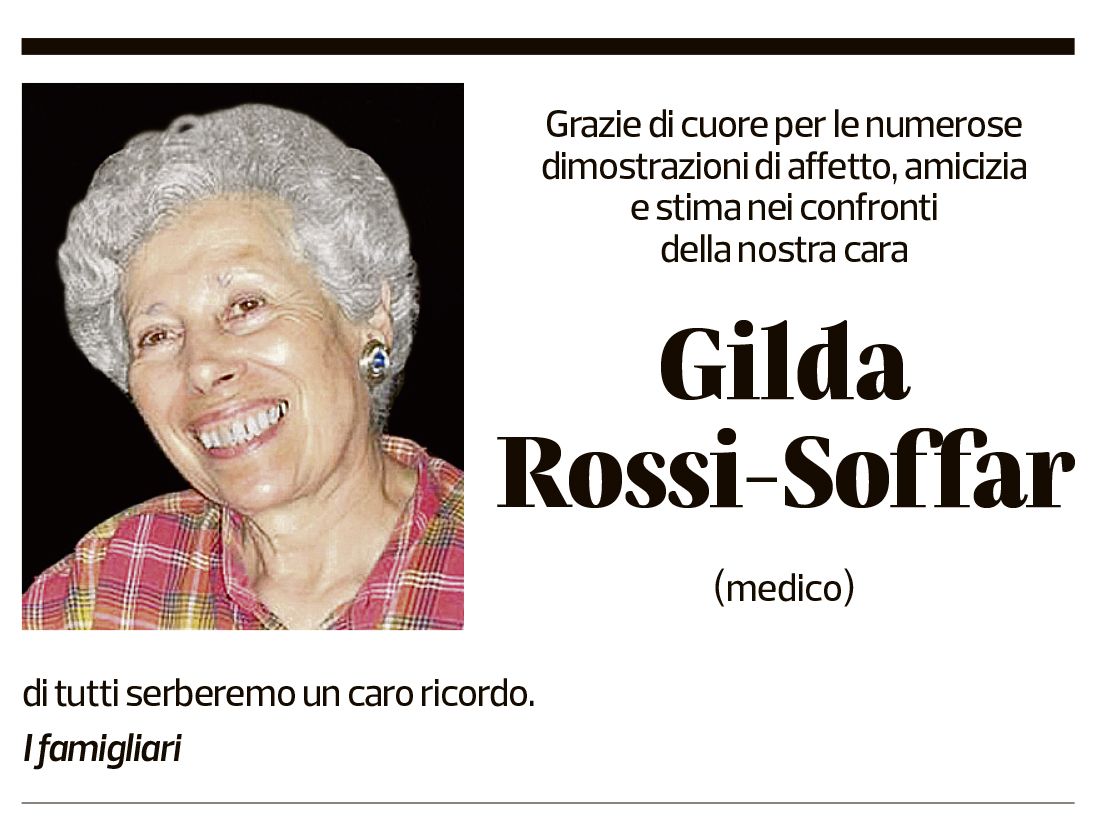 Annuncio funebre Gilda Rossi-soffar