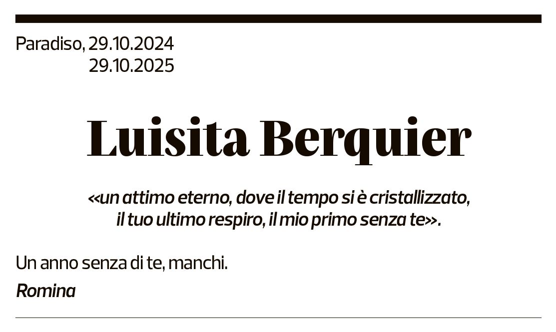 Annuncio funebre Luisita Berquier