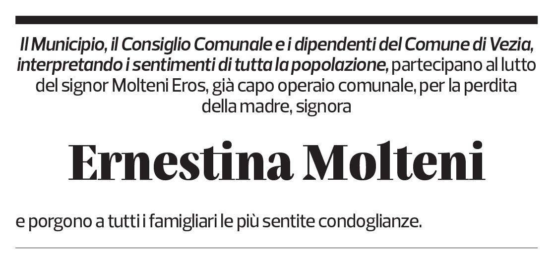 Annuncio funebre Ernestina Molteni
