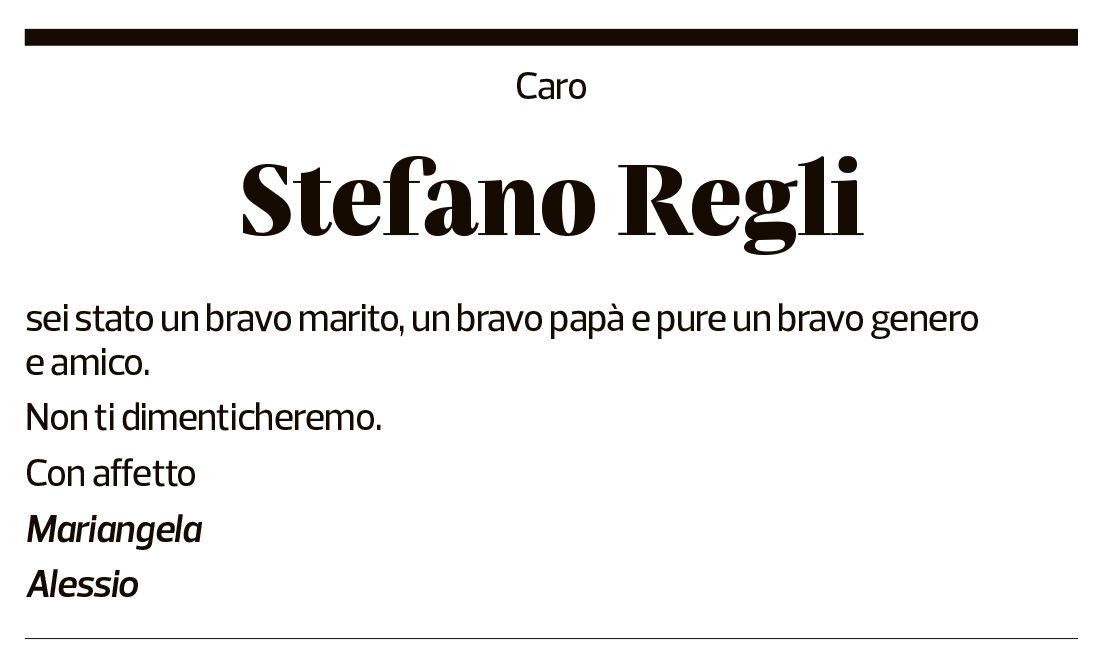 Annuncio funebre Stefano Regli