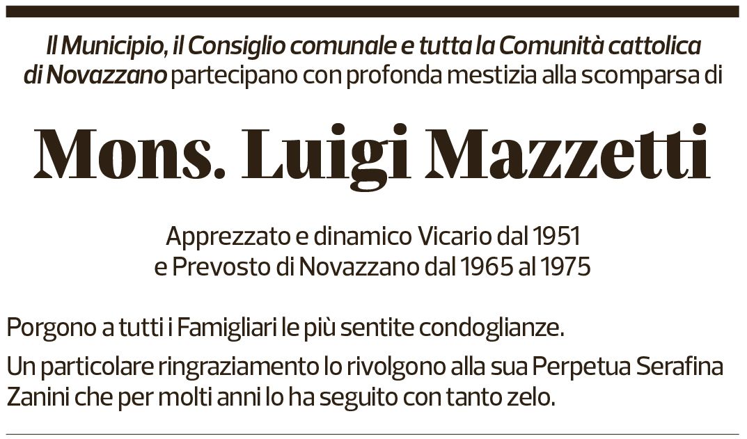 Annuncio funebre Luigi Mazzetti