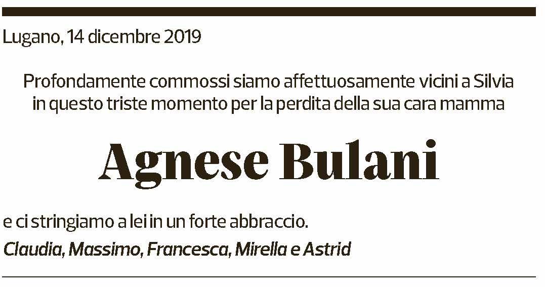 Annuncio funebre Agnese Bulani
