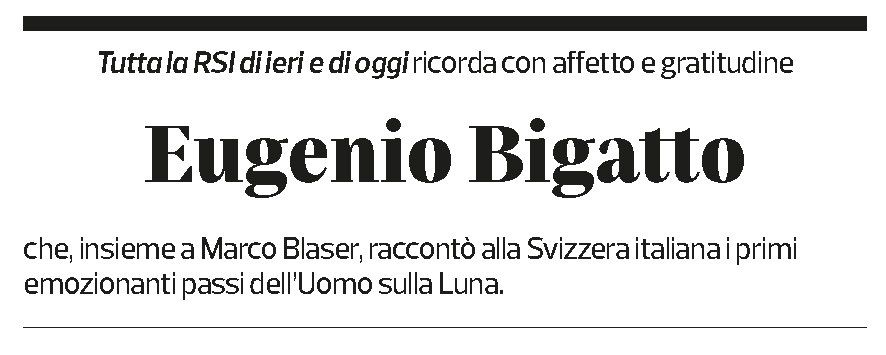 Annuncio funebre Eugenio Bigatto