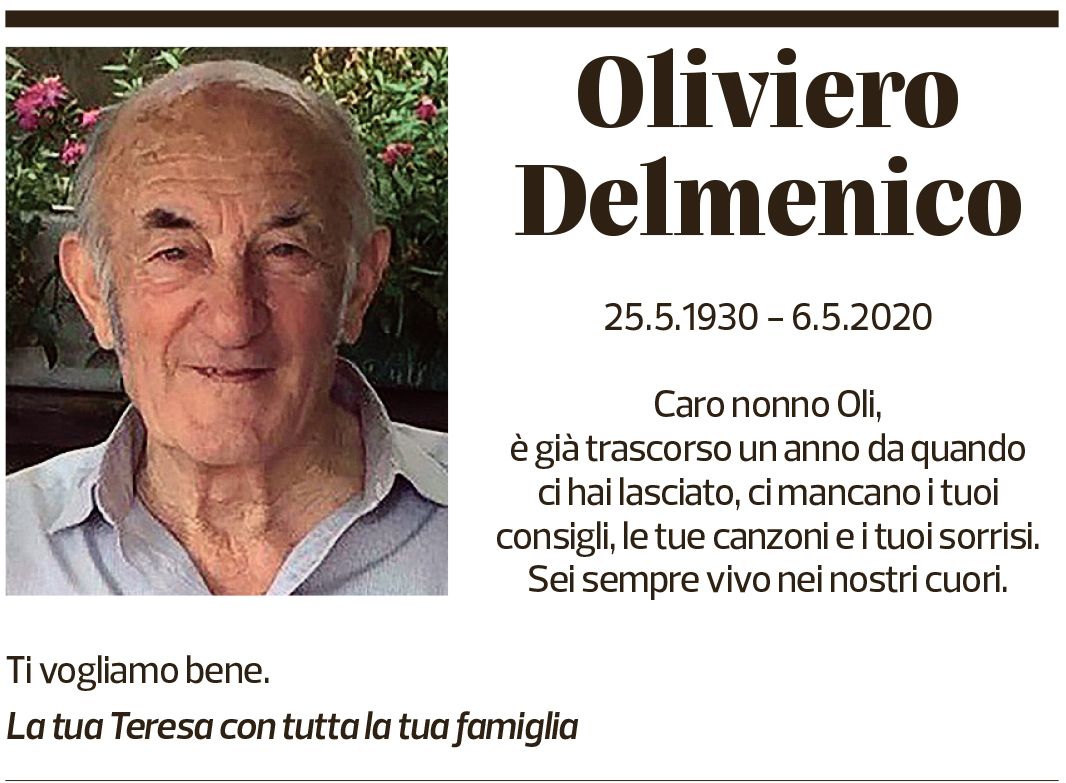 Annuncio funebre Oliviero Delmenico