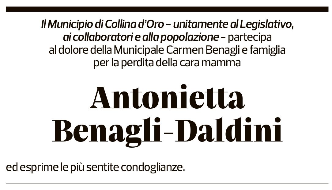 Annuncio funebre Antonietta Benagli-daldini