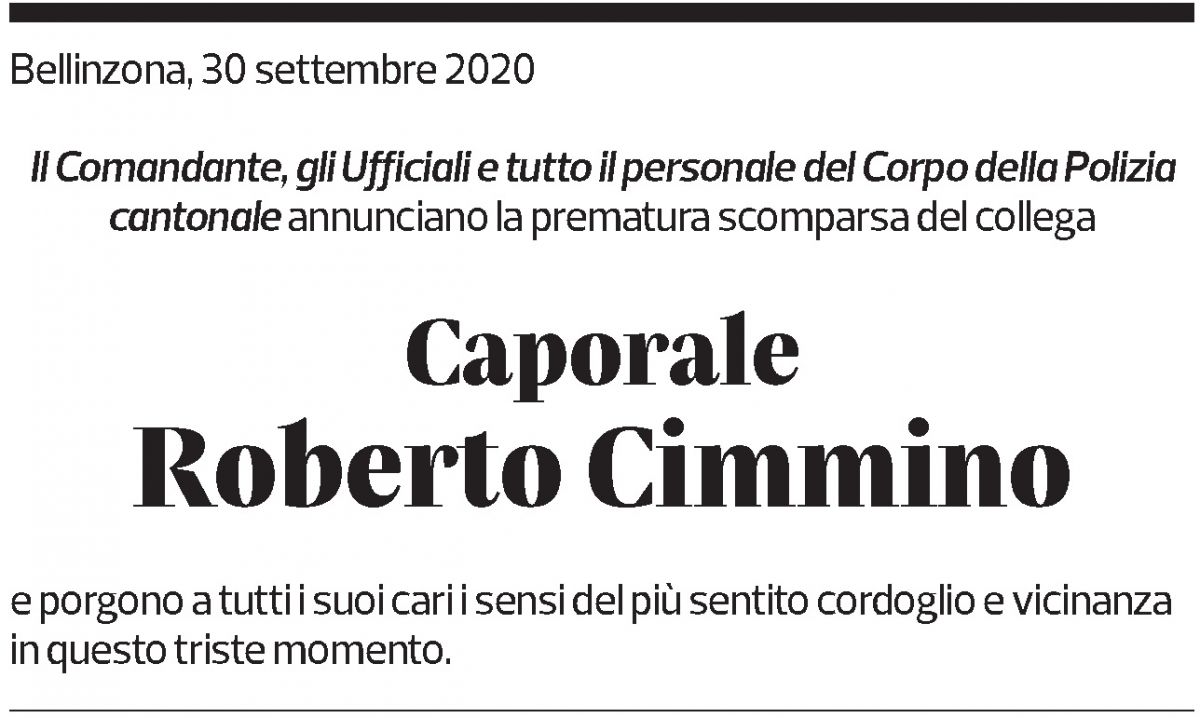 Annuncio funebre Roberto Cimmino