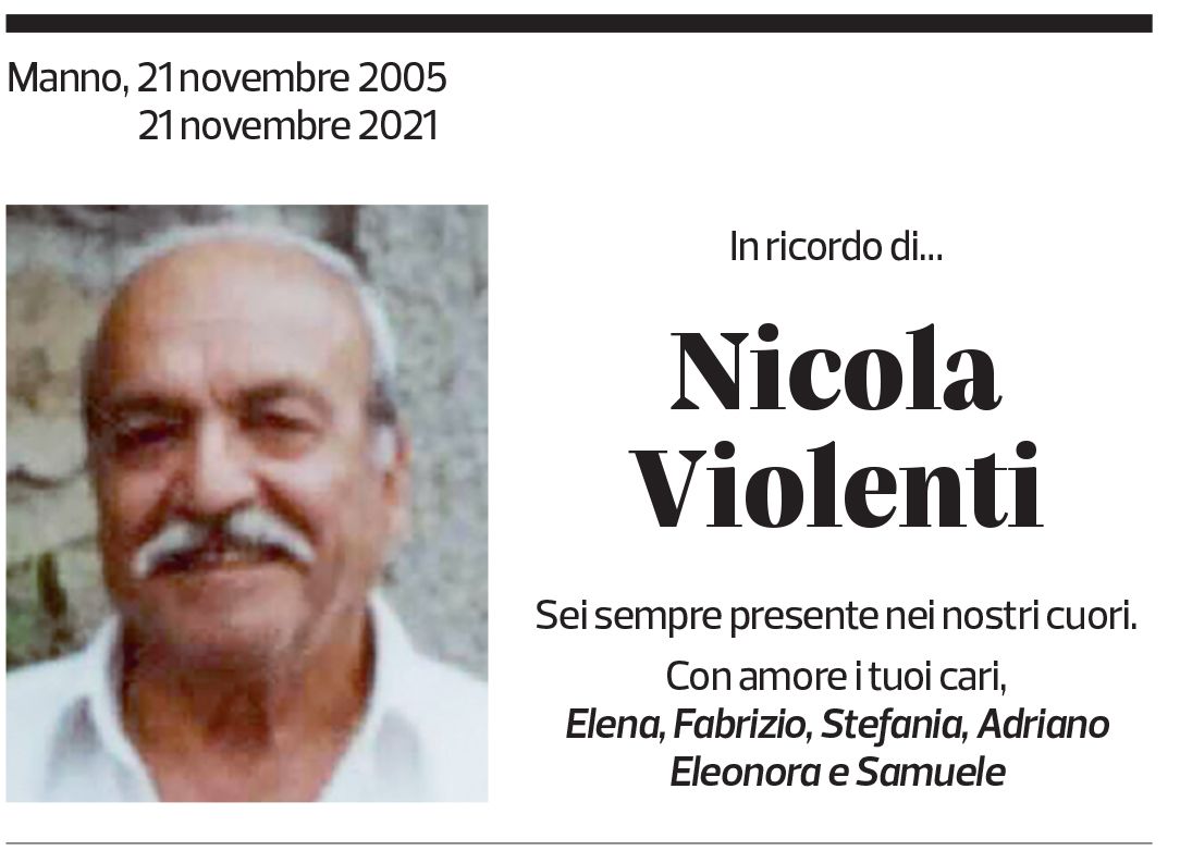 Annuncio funebre Nicola Violenti