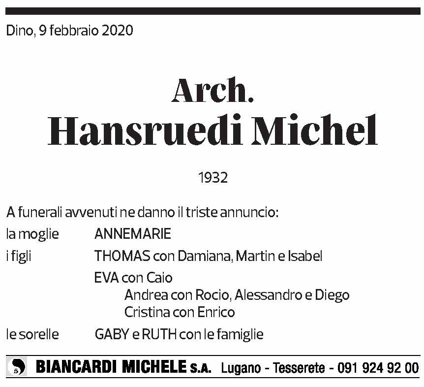 Annuncio funebre Hansruedi Michel