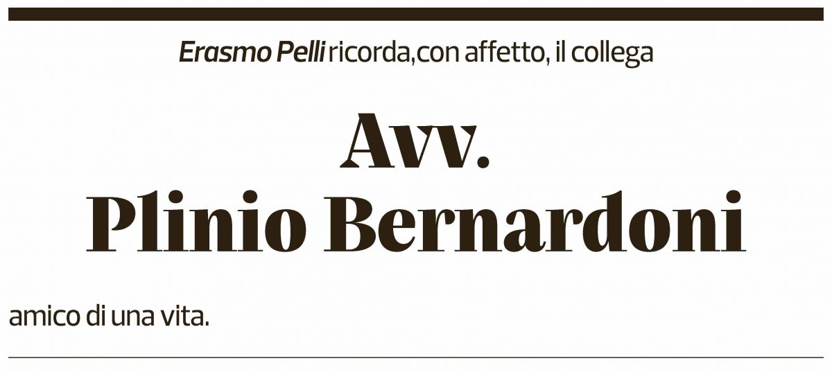 Annuncio funebre Plinio Bernardoni
