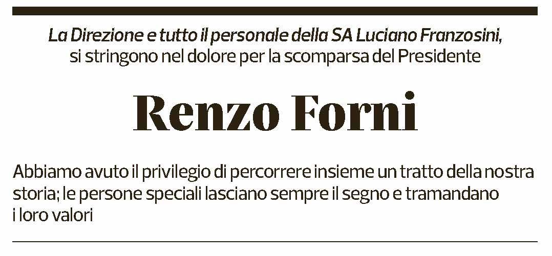 Annuncio funebre Renzo Forni