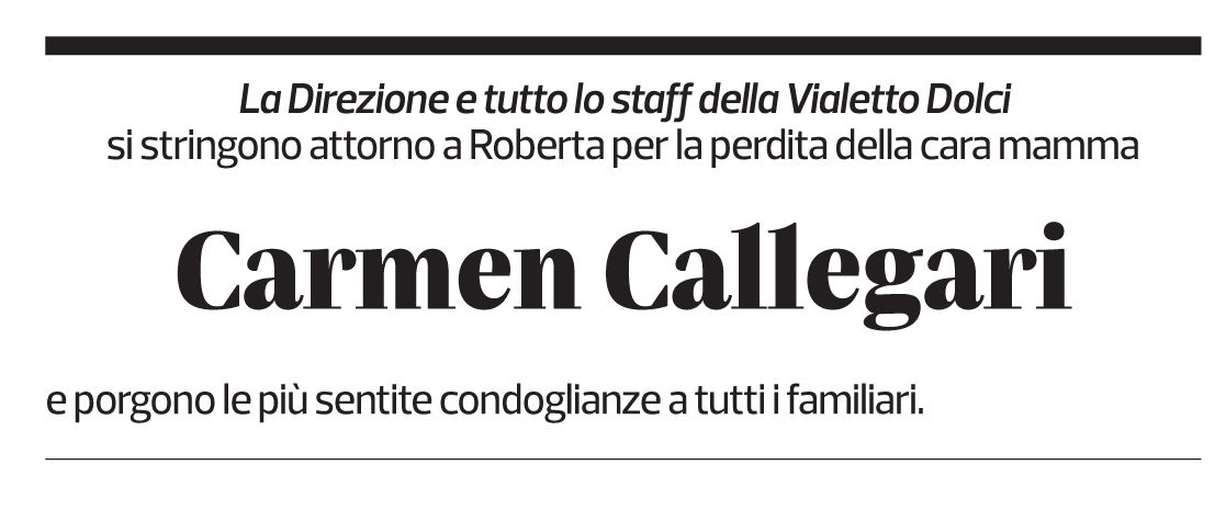 Annuncio funebre Carmen Callegari