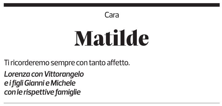 Annuncio funebre Matilde Bonetti Soldati