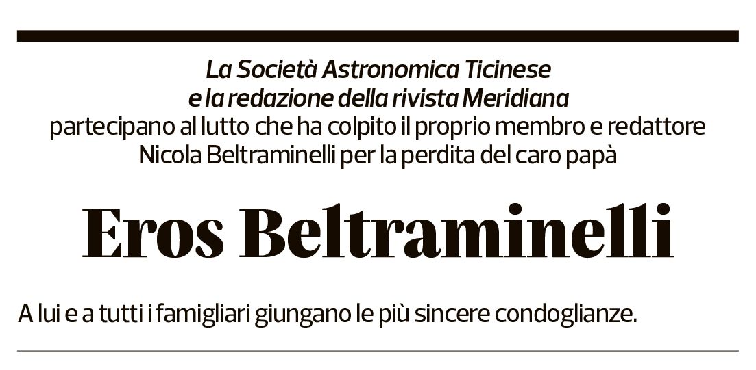 Annuncio funebre Eros Beltraminelli