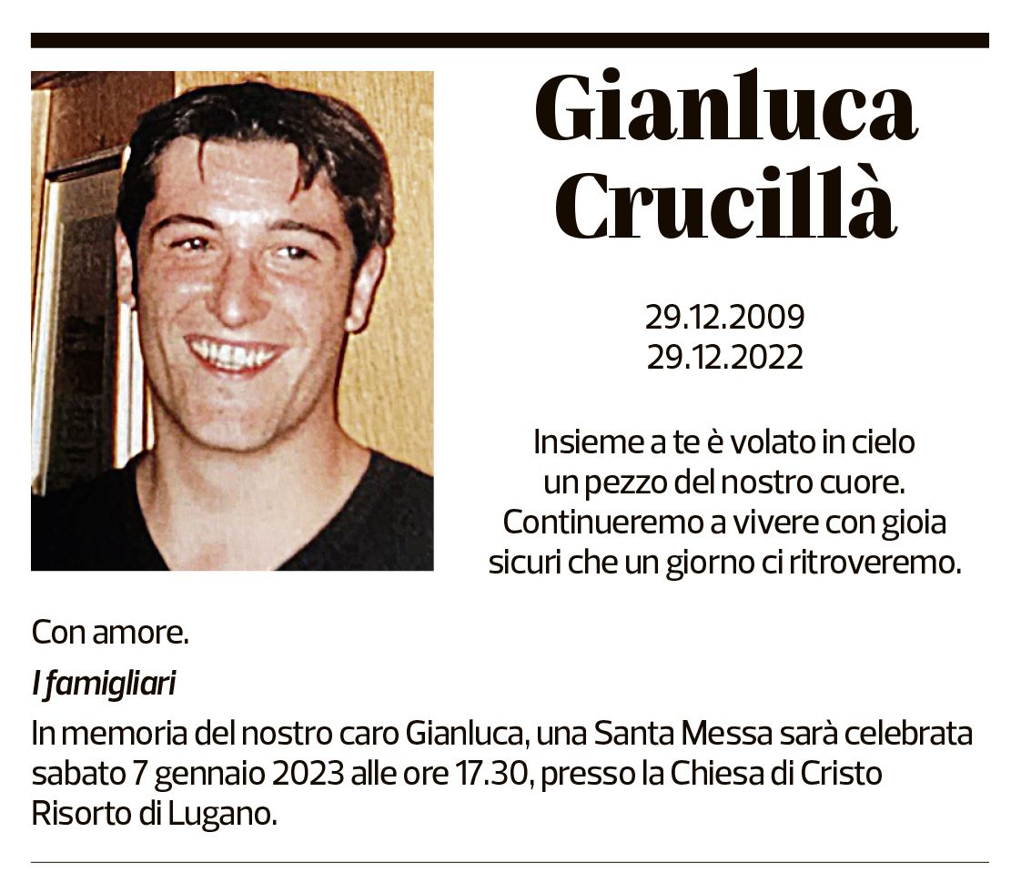 Annuncio funebre Gianluca Crucillà