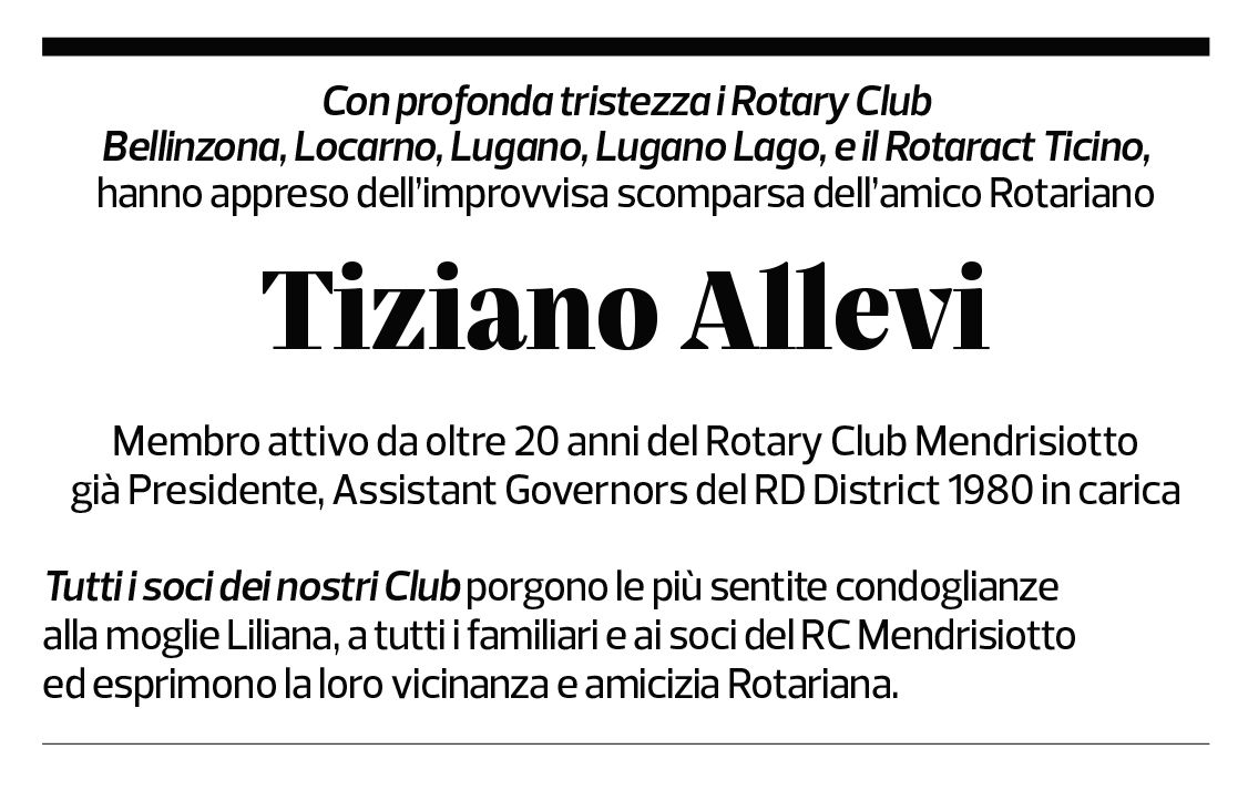 Annuncio funebre Tiziano Allevi