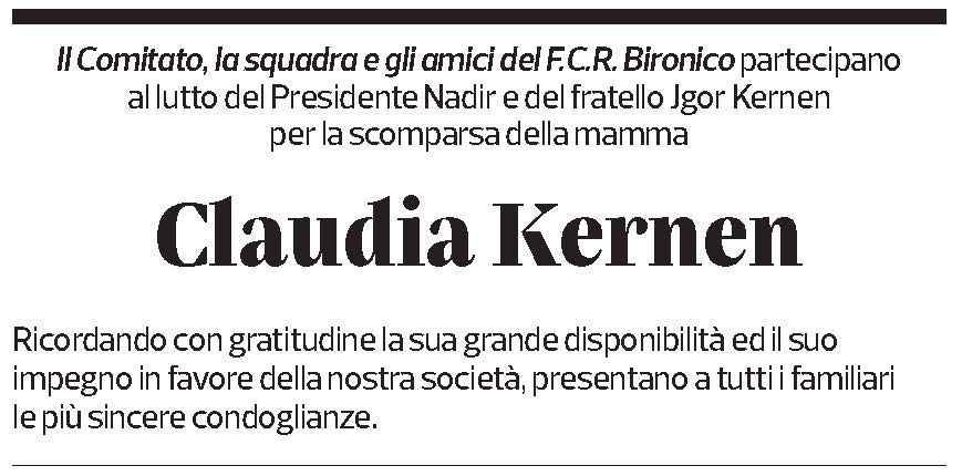Annuncio funebre Claudia Kernen