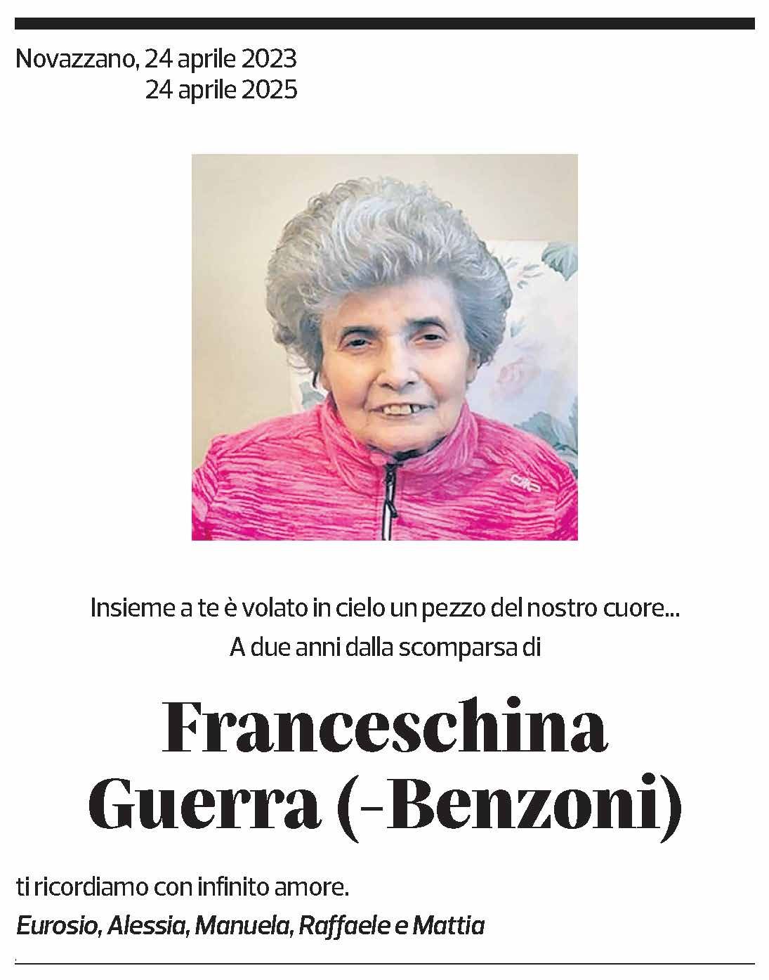 Annuncio funebre Franceschina Guerra