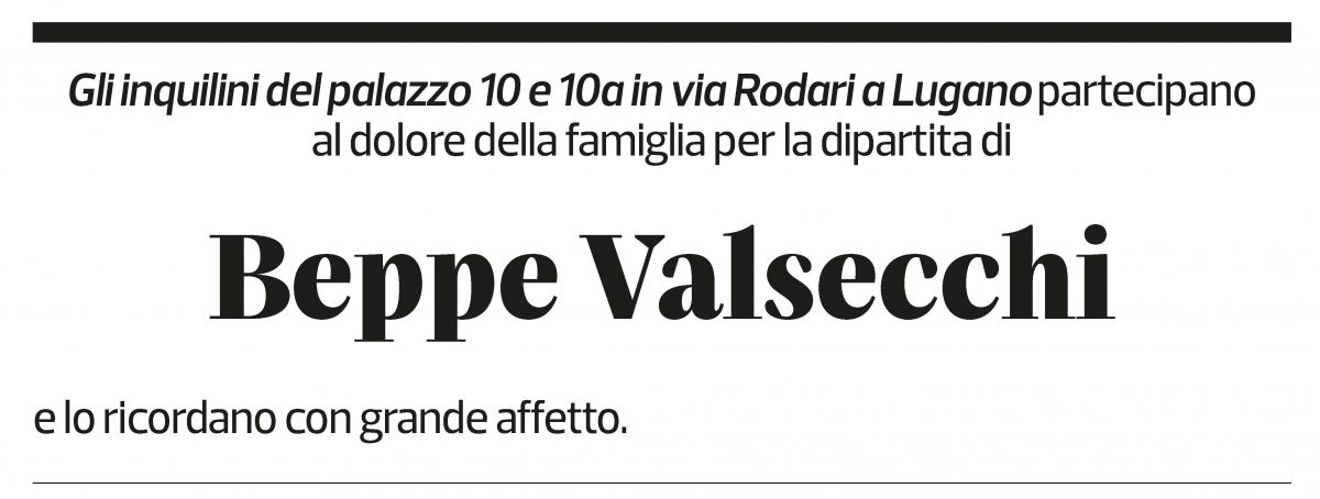 Annuncio funebre Pier Giuseppe Valsecchi